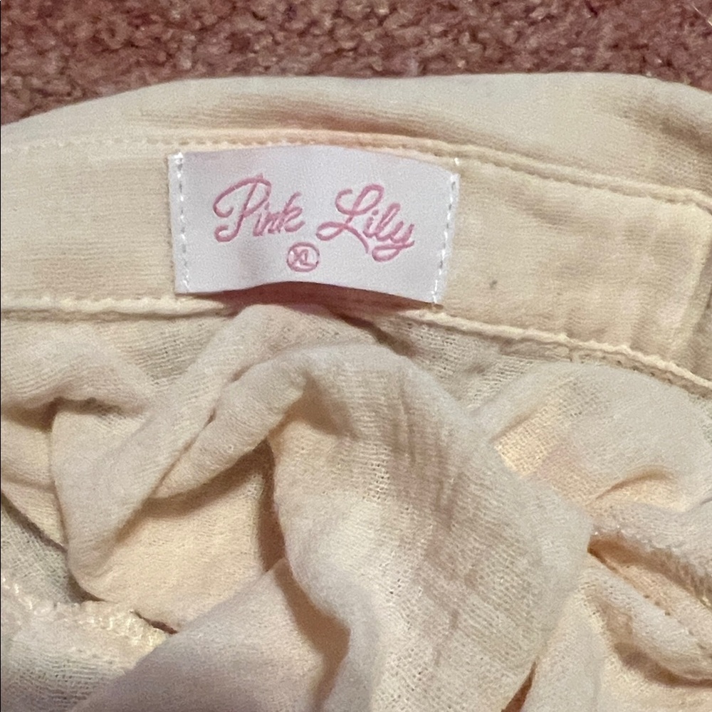 Pink Lily Cream Button Down Shirt - Picture 3 of 3